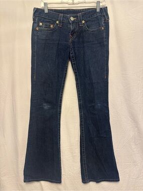 True Religion Bobby Jeans Size 27 Dark Wash Flare Bootcut Made in USA Y2K